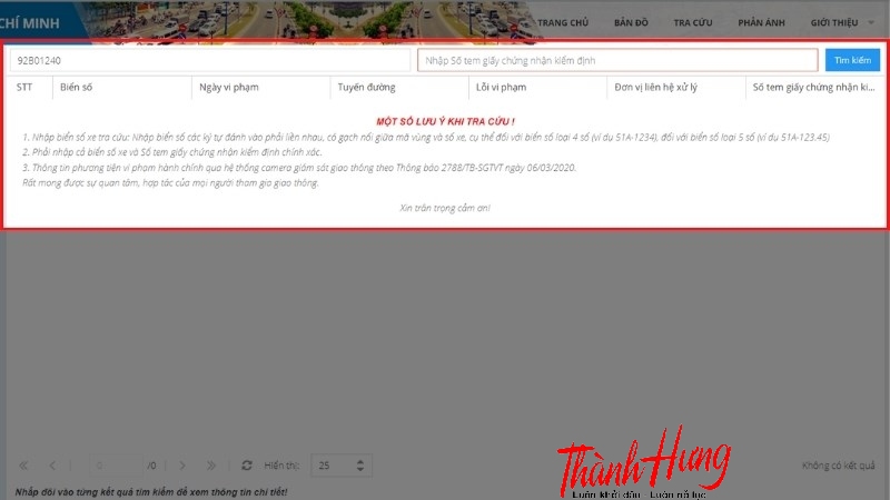 Cách tra cứu phạt nguội qua website Sở Giao thông Vận tải.